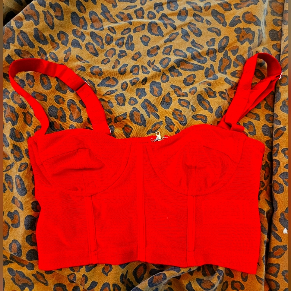 #edikted Vibrant Red Bustier Top In Size S NWOT